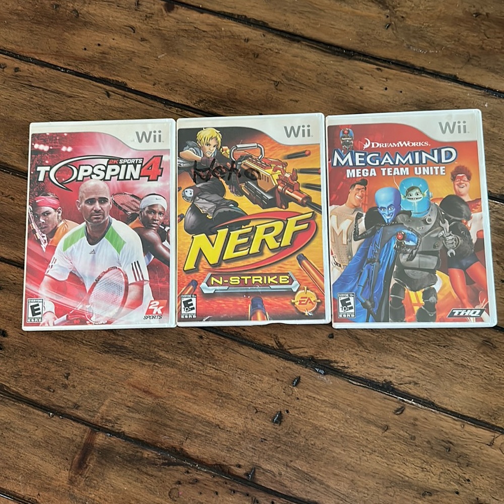 Lot of 3 Nintendo Wii Games - Tennis, Nerf and Megamind